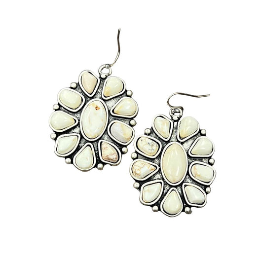 Women's Isac 1.8" Long Navajo White Turquoise Earrings 