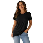 Women's Black Short Sleeve Basic Top  