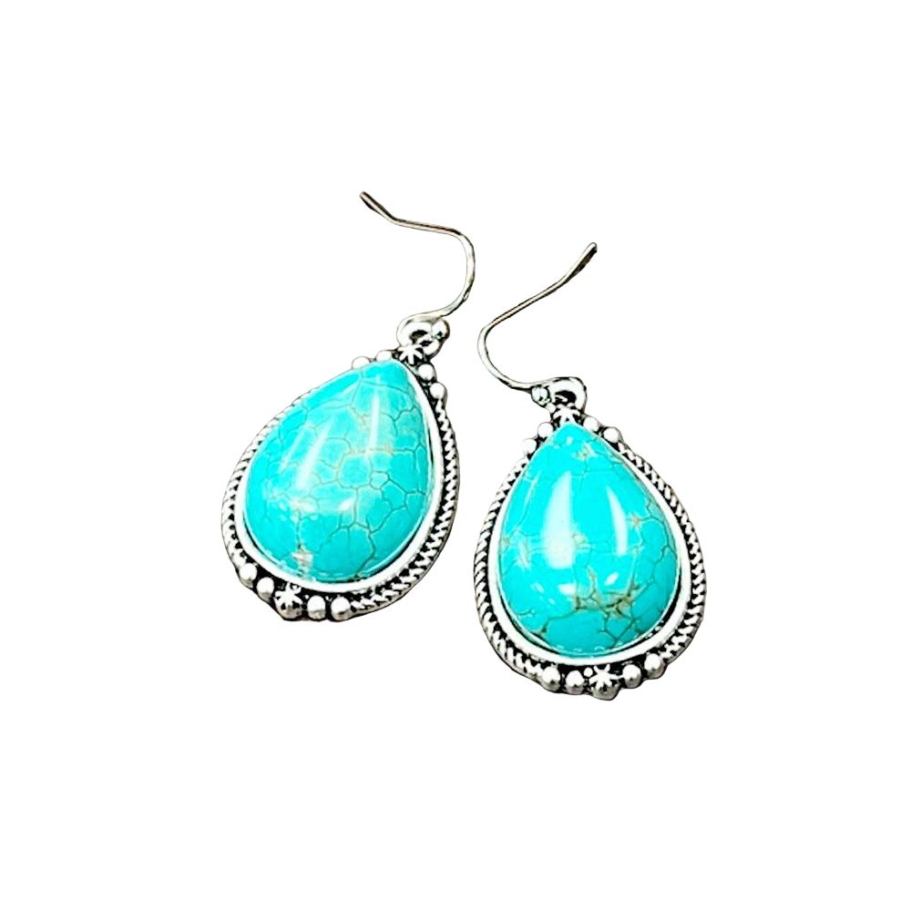 Women's Isac 1.2" Long Drop Turquoise Earrings 