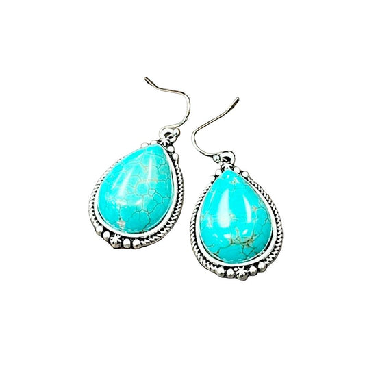 Women's Isac 1.2" Long Drop Turquoise Earrings 