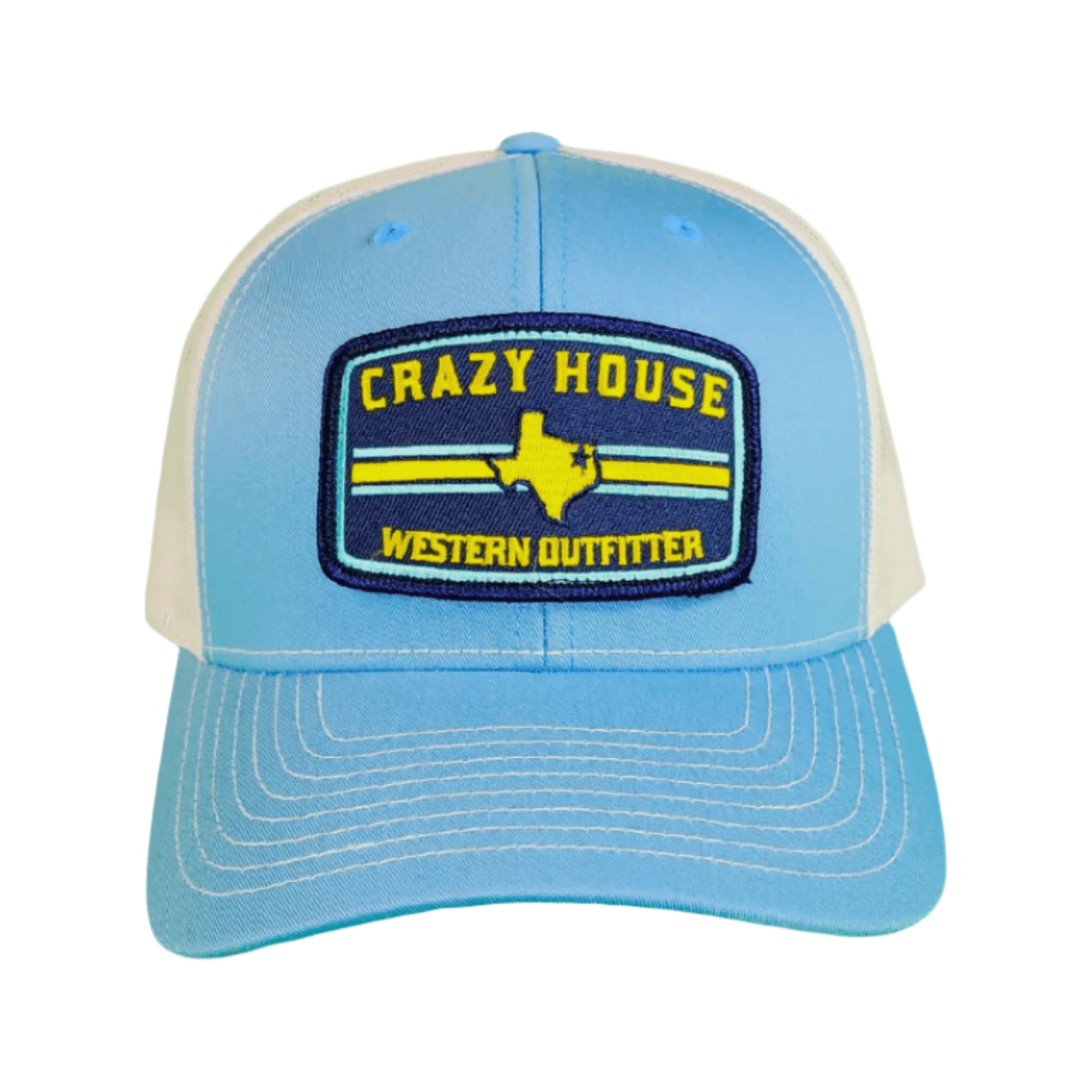 Light Blue Snapback with Outfitter Patch - Crazy House Western Wear