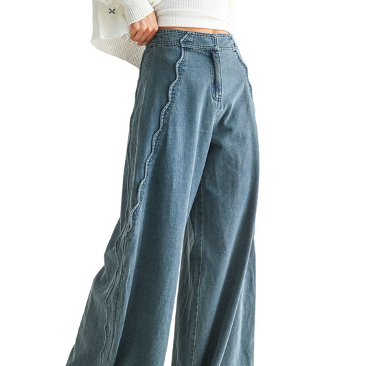 Women's Wide-leg Stretchy Denim Trousers CEPZ26336