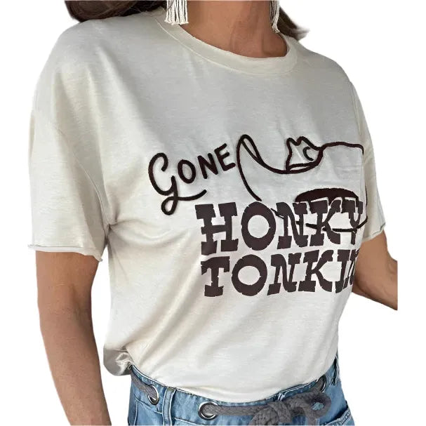 Honky Tonkin Embroidered Tee - Crazy House Western Wear