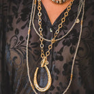 Women's West & Co 34" Gold Chain Necklace with Large Horseshoe Pendant N1513HRSG