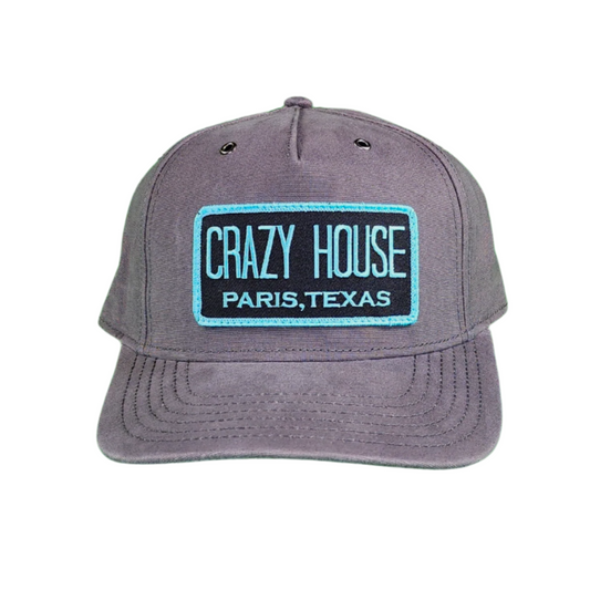 Gray Canvas Snapback with Billboard Patch - Crazy House Western Wear