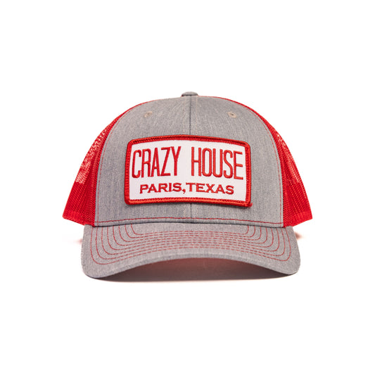 Grey and Red Snapback with Crazy House Patch