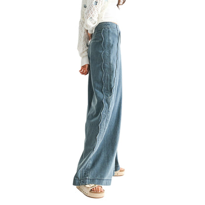 Women's Wide-leg Stretchy Denim Trousers CEPZ26336