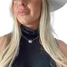 Women's West & Co 15" 18K White Gold Plated Dainty Concho Necklace WC-N24WG