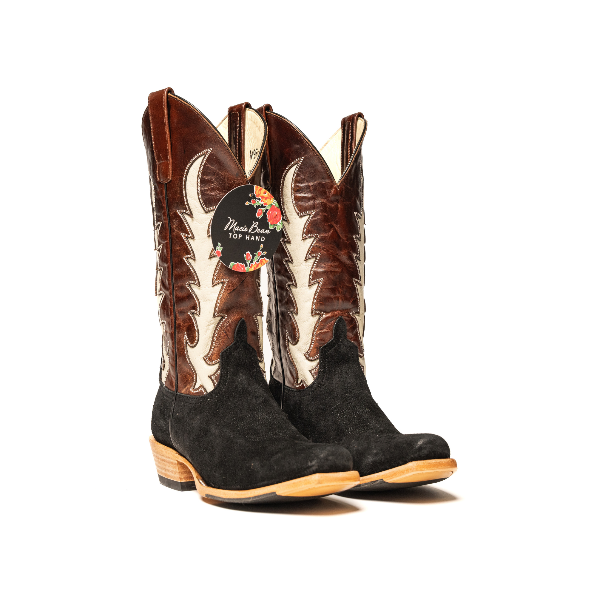 Women's Macie Bean Black Suede Vaquero Boot with 13" M9523 - Crazy House Western Wear