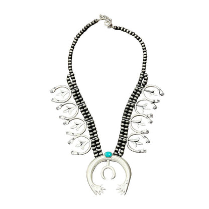 Women's Isac Squash Blossom Turquoise Necklace 