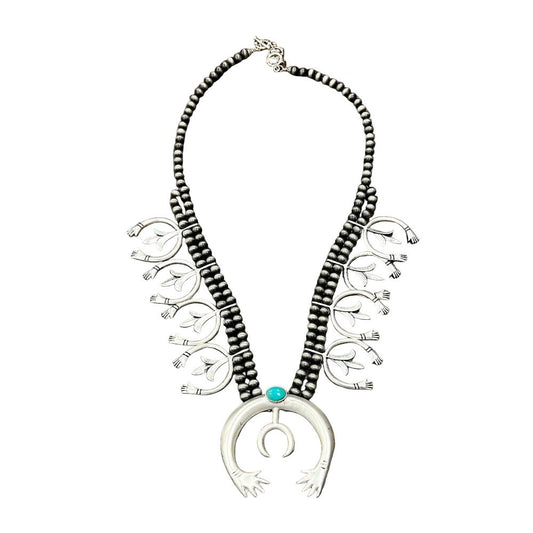 Women's Isac Squash Blossom Turquoise Necklace 