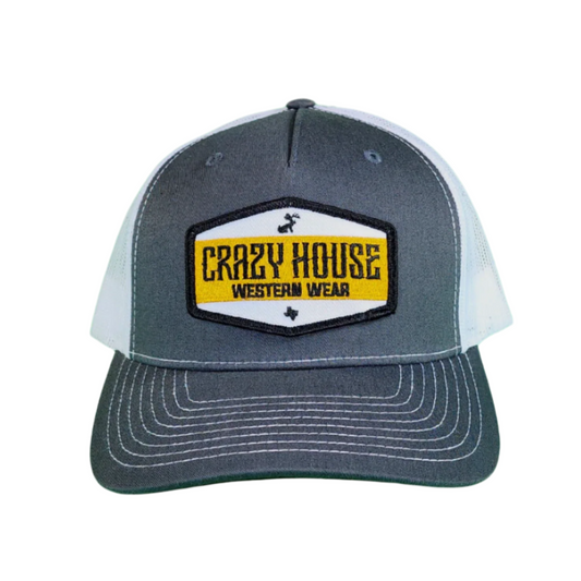 Dark Gray Snapback with Crazy House Hexagon Patch - Crazy House Western Wear