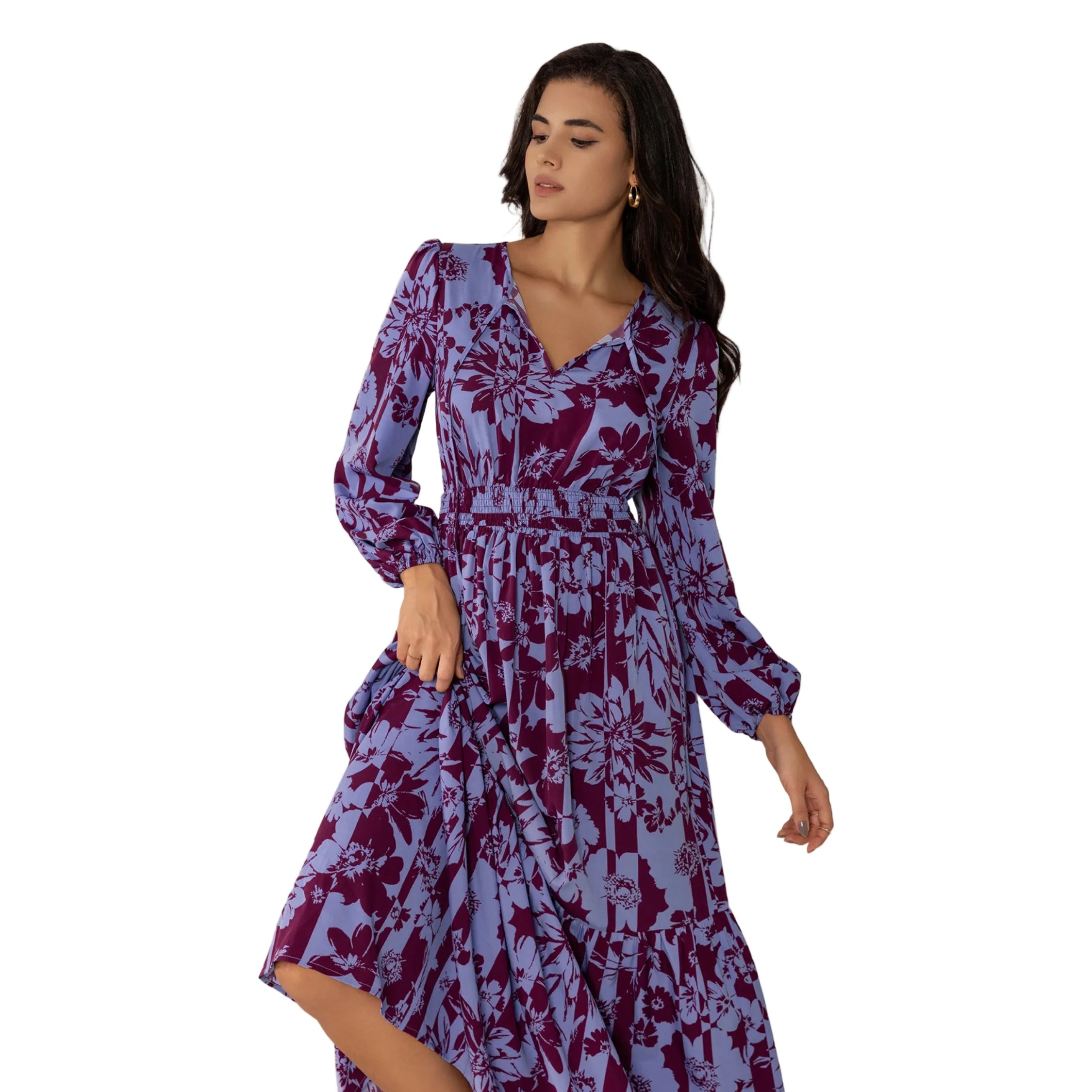 Women's Vacasun Maroon and Blue Maxi Dress