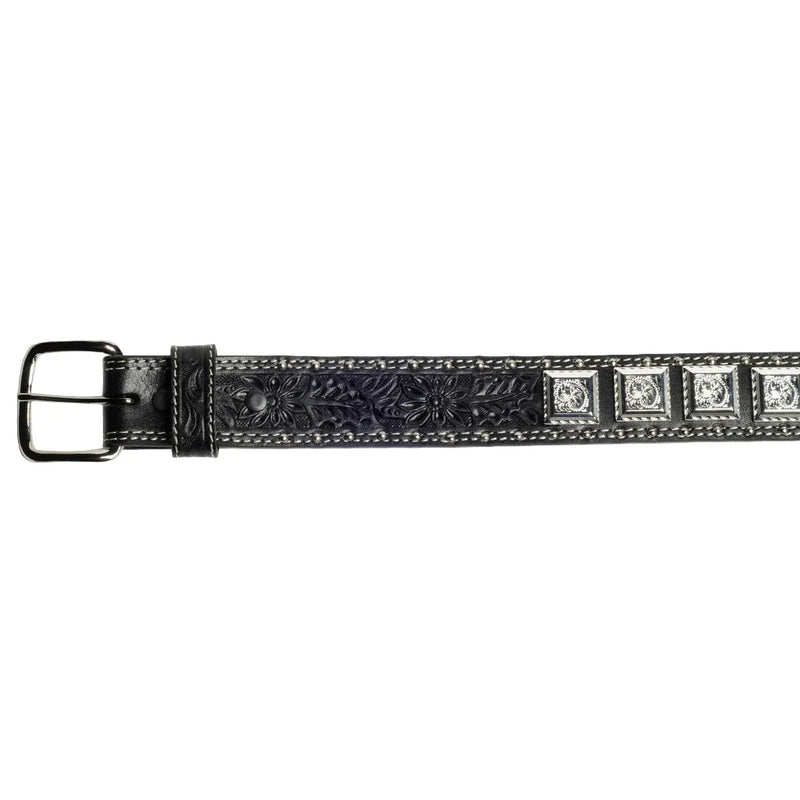 Boy's Cowboy Chrome Belt With Square Silver Conchos and Nailheads 941