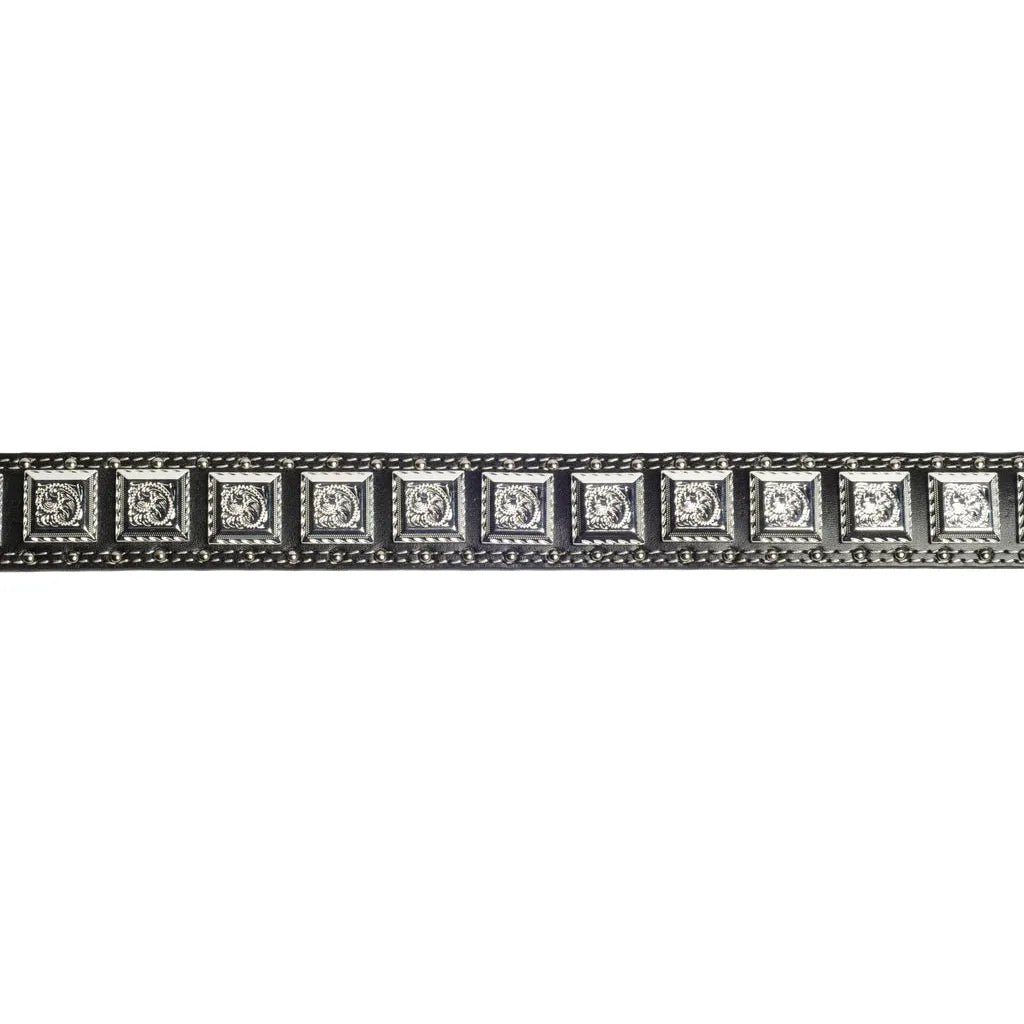 Boy's Cowboy Chrome Belt With Square Silver Conchos and Nailheads 941