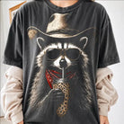 Women's Short Sleeve Gray Western Raccoon Graphic T-shirt 