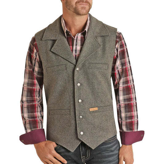 Men's Panhandle Button Down Solid Montana Charcoal Vest