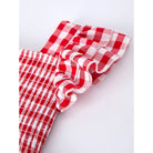 Girl's Red Summer Plaid Smocked Ruffle Dress