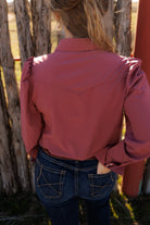 Howdy Hanny Women's Wine Long Sleeve Performance Snap Shirt 