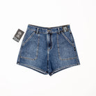 Women's Silver High Rise Utility Shorts L28545ADM392 - Crazy House Western Wear