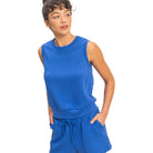 Women's Cobalt Blue Sleeveless Crew Neck Top DZ26C709-COB-WB