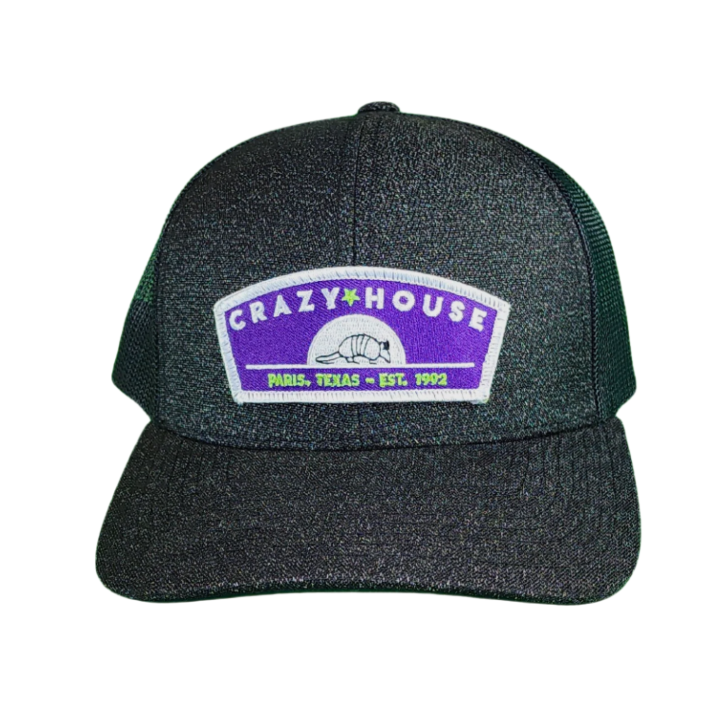 Heathered Dark Gray Snapback with Armadillo Sunrise Patch - Crazy House Western Wear