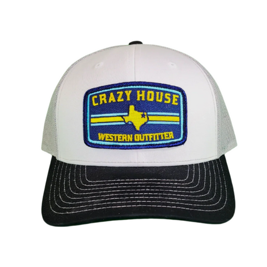 White Snapback with Outfitter Patch - Crazy House Western Wear