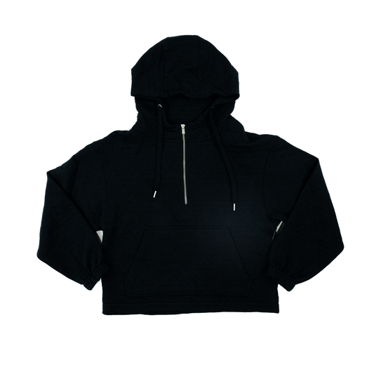 Women's Hooey Mazatlan Black Quilted 1/4 Zip Hoodie HH1310BK