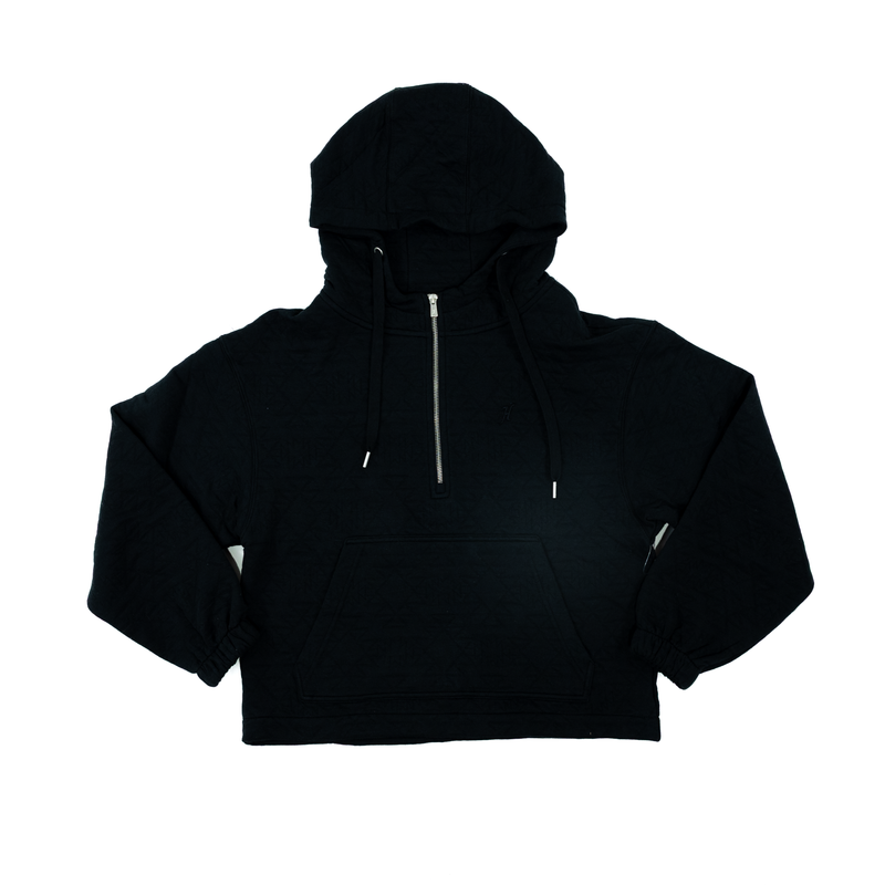 Women's Hooey Mazatlan Black Quilted 1/4 Zip Hoodie HH1310BK
