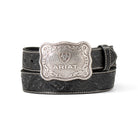 Men's Ariat Black Floral Genuine Leather Belt with Silver Buckle A1020401