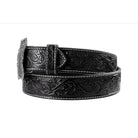 Men's Ariat Black Floral Genuine Leather Belt with Silver Buckle A1020401