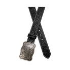 Men's Ariat Black Floral Genuine Leather Belt with Silver Buckle A1020401