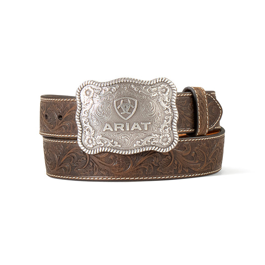 Ariat Floral Embossed Aged Bark Belt - Crazy House Western Wear