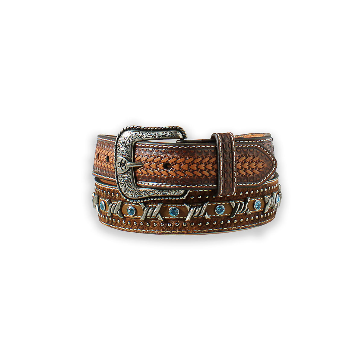 Ariat Calf Hair Barbed Wire Print Belt - Crazy House Western Wear