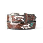 Men's Ariat Feather Tooled Belt A1038602 - Crazy House Western Wear