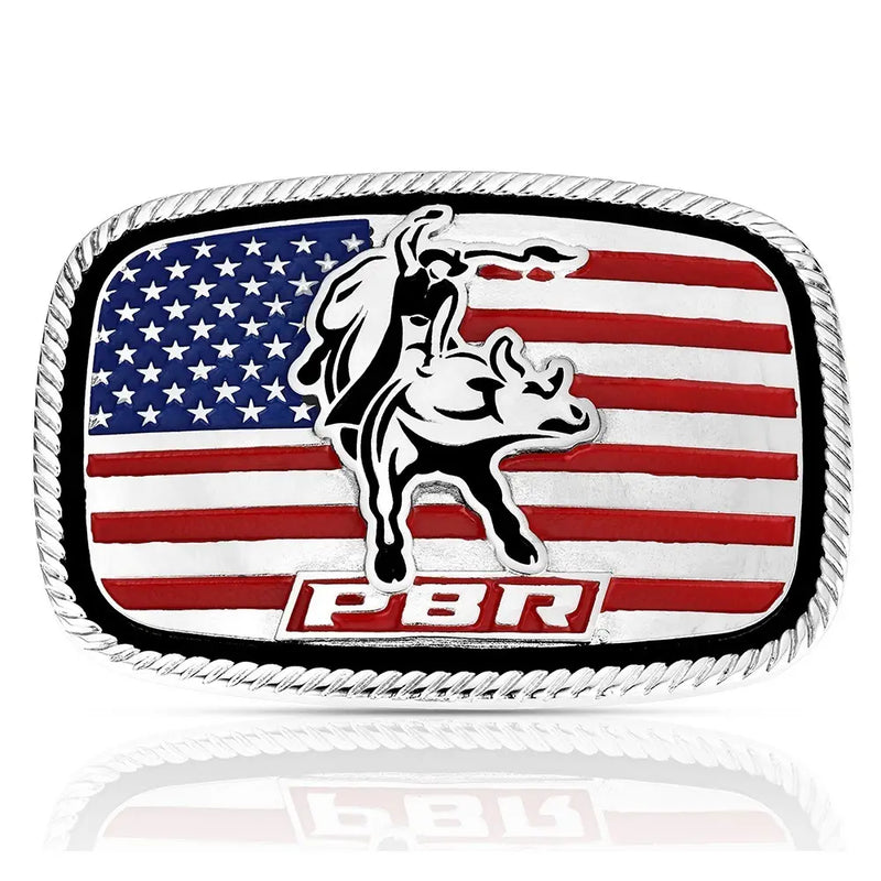 Men's Montana Silversmiths America Loves Bull Riding PBR Buckle A1090PBR