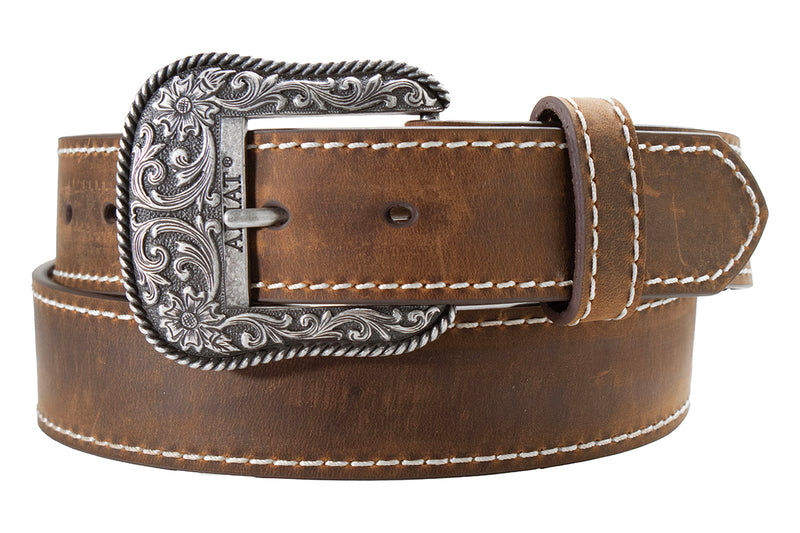 Ariat Women's Brown Leather Belt with Heavy Stitch Edge A1523402