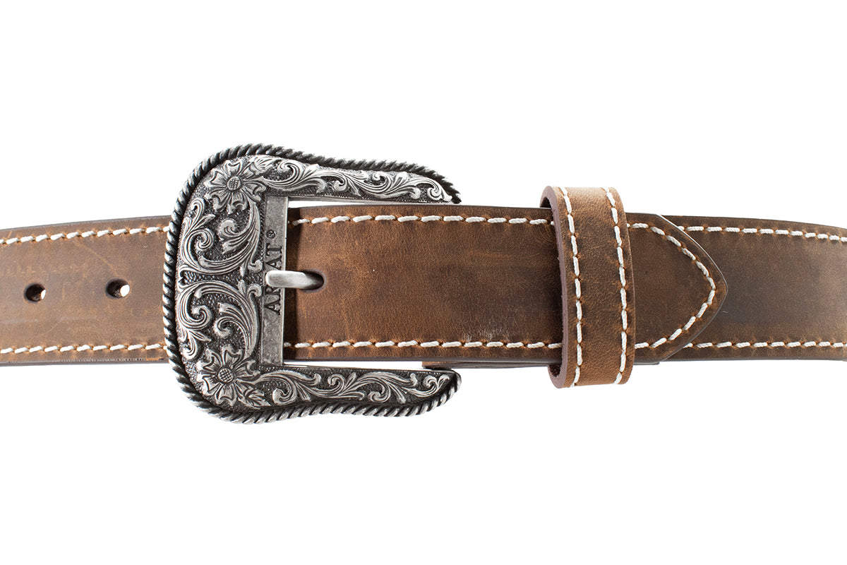 Ariat Women's Brown Leather Belt with Heavy Stitch Edge A1523402