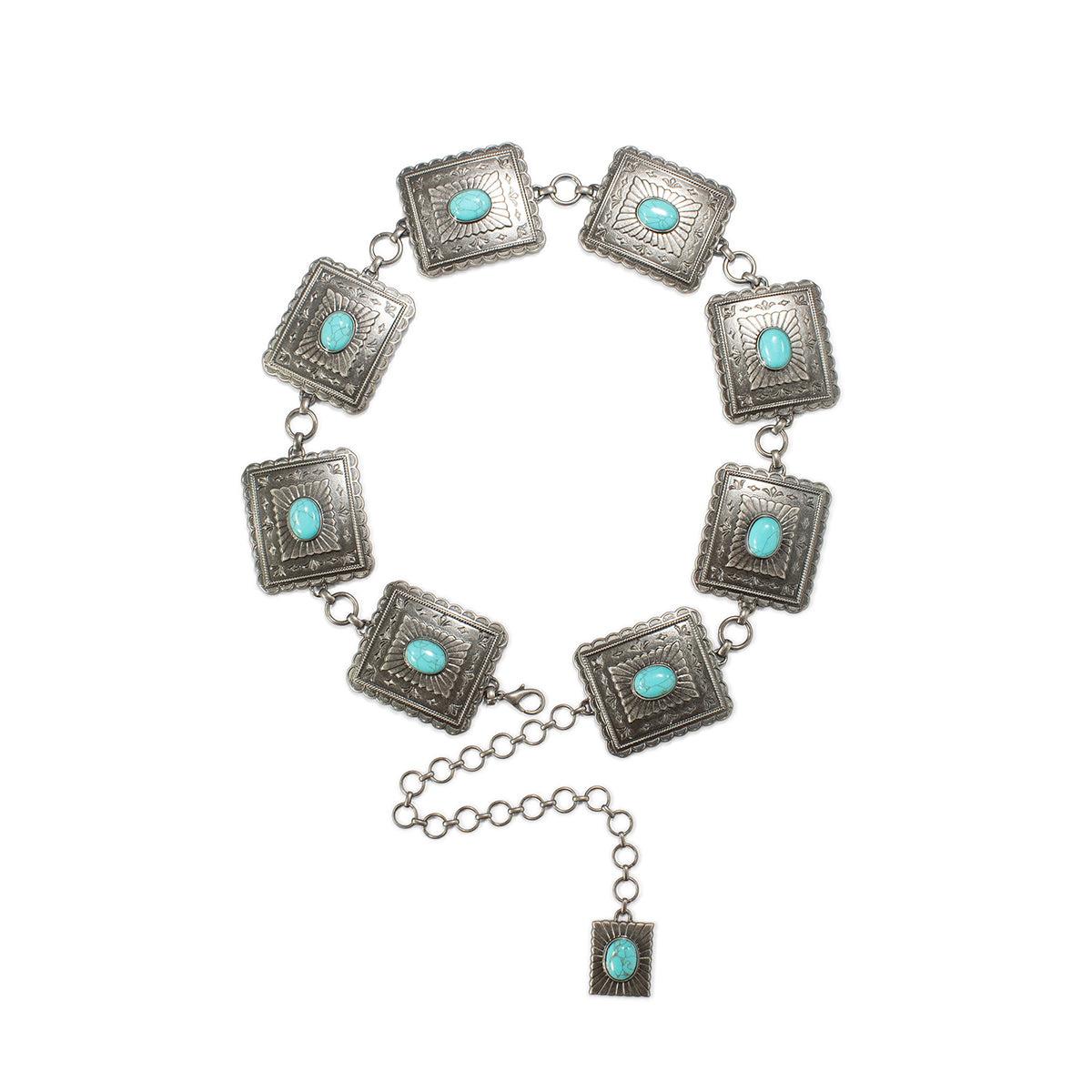 Women's Ariat Silver and Turquoise Square Concho Belt A1567433