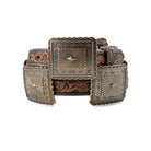 Women's Ariat Brown Floral Embossed Belt with Scalloped Conchos A1567902