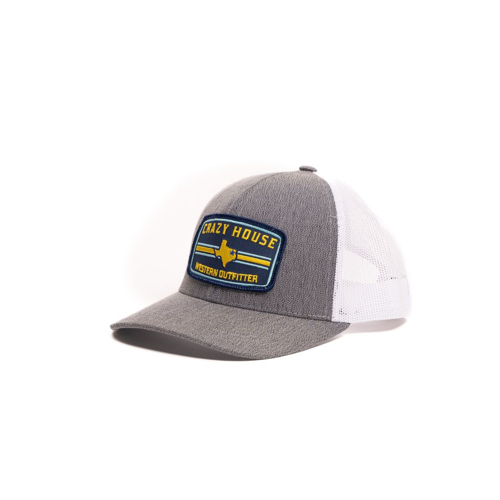 Crazy House Unisex Grey and White Mesh Cap with Outfitter Patch - Crazy House Western Wear