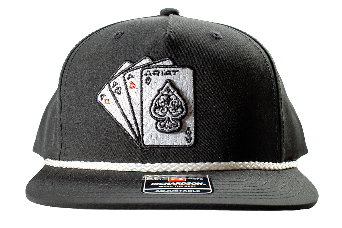 Men's Ariat Black Embroidered Ace Playing Cards Cap A300086901