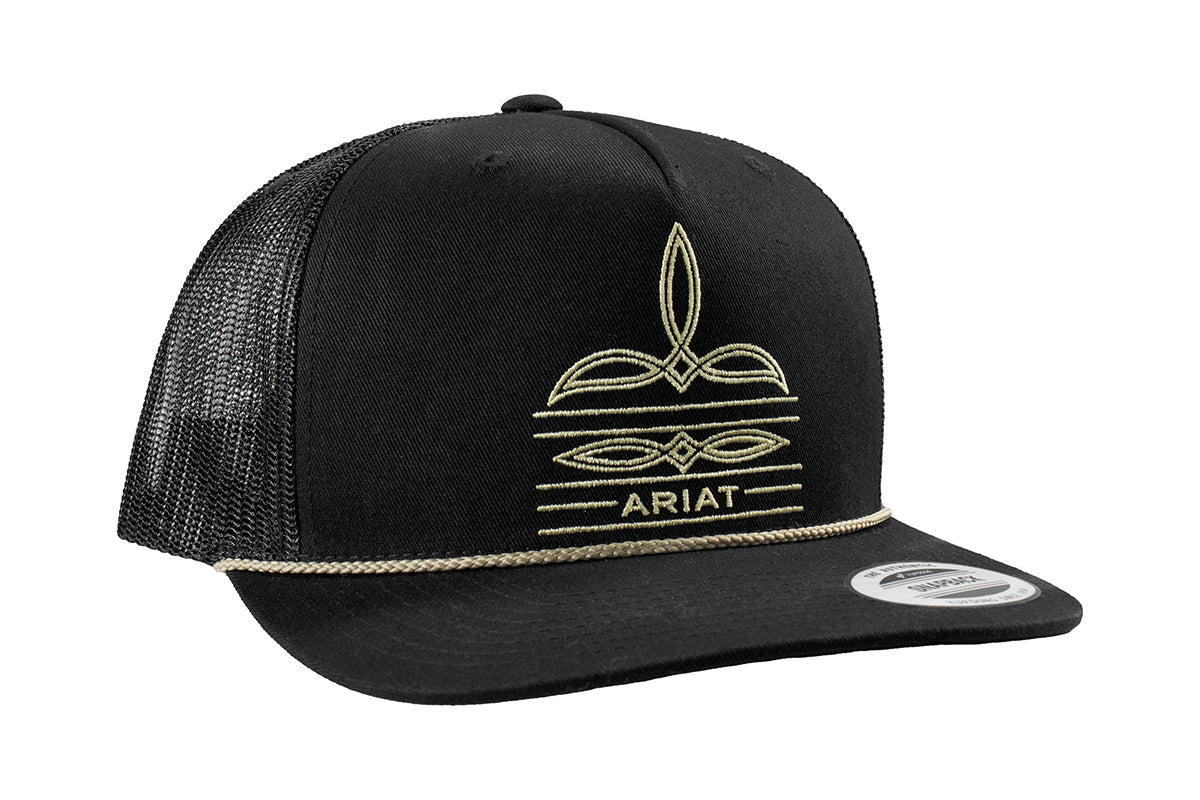 Men's Ariat Black Cap with Boot Stitching A300092201