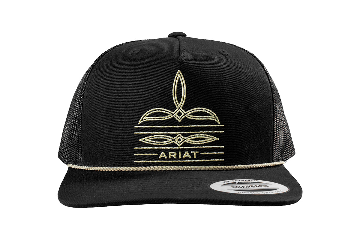 Men's Ariat Black Cap with Boot Stitching A300092201