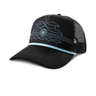 Women's Ariat Black Ponyflo Cap with Blue Stitching A300093133