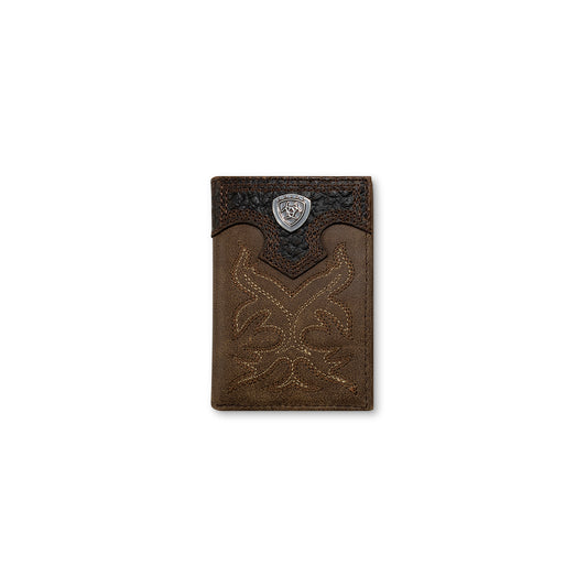 Men's Ariat Trifold Top Grain Leather Wallet A3511044 - Crazy House Western Wear