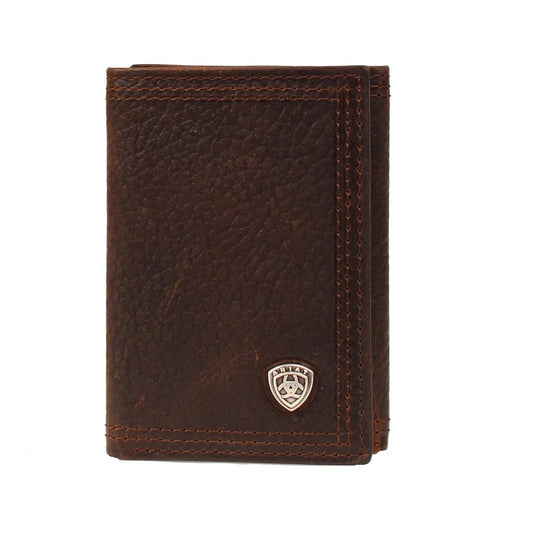 Men's Ariat Tri-fold Wallet with Ariat Brand Concho on Front A35122282 - Crazy House Western Wear