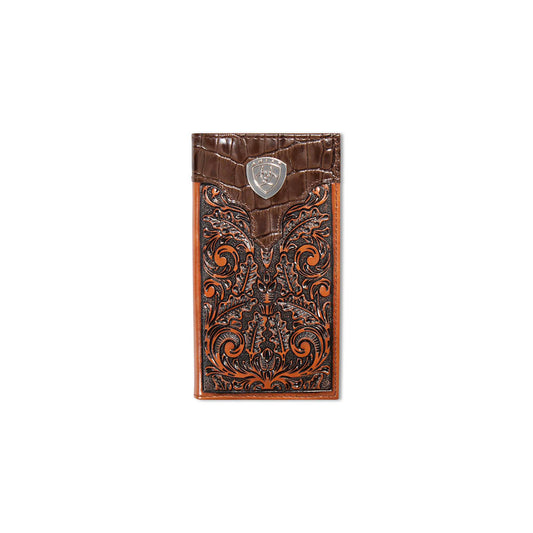 Men's Ariat Tooled Leather with Concho Wallet A3516208 - Crazy House Western Wear