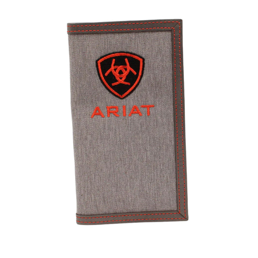 Men's Ariat Grey and Red Rodeo Style Wallet A3542304 - Crazy House Western Wear