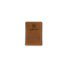 Men's Ariat Medium Brown Genuine Leather Trifold Wallet A3548144 - Crazy House Western Wear